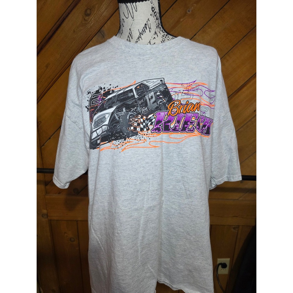 Gildan Brian Rrieck 12 Sprint Car Racing Graphic T-Shirt Gray Mens‎ XL Vintage
